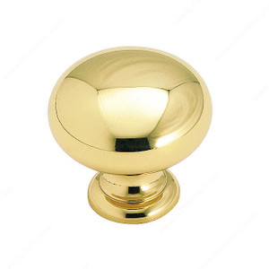 Allison Brass Knob - 1950, Finish Polished Solid Brass, Diameter - Drilling Dimensions 1 1/4 in