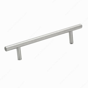 Contemporary Stainless Steel Pull - 2102, Center to Center 128 mm, Length - Overall Dimensions 185 mm, Screw/Nail 8/32 (Included)
