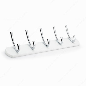Contemporary Hook Rack - 215, Finish Chrome / White Contemporary Hook Rack - 215, Finish Chrome / White