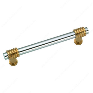 Contemporary Brass Pull - 2591, Finish Brass / Chrome