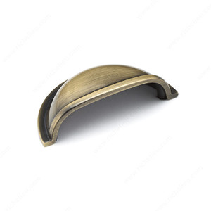 Traditional Brass Cup Pull - 3038, Finish Antique English