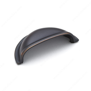 Traditional Brass Cup Pull - 3038, Finish Brushed Oil-Rubbed Bronze Traditional Brass Cup Pull - 3038, Finish Brushed Oil-Rubbed Bronze