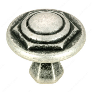 Traditional Metal Knob - 3082, Finish Old Silver Traditional Metal Knob - 3082, Finish Old Silver