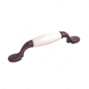 Traditional Metal and Ceramic Pull - 3809, Finish Rust / White PRO-PACK 2