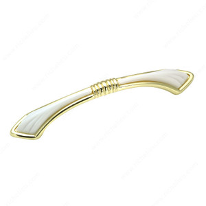 Eclectic Metal Pull - 3871, Finish Brass / White PRO-PACK 3 Eclectic Metal Pull - 3871, Finish Brass / White PRO-PACK 3