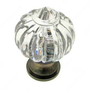 Eclectic Brass and Acrylic Knob - 4035, Finish Clear / Antique English Eclectic Brass and Acrylic Knob - 4035, Finish Clear / Antique English