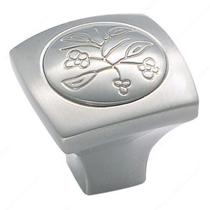 Eclectic Zinc Square Knob - 4475, Finish Satin Nickel Eclectic Zinc Square Knob - 4475, Finish Satin Nickel