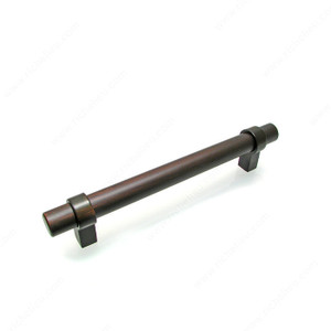 Contemporary Metal Pull - 5016, Center to Center 128 mm, Finish Brushed Oil-Rubbed Bronze, Projection - Overall Dimensions 33 mm
