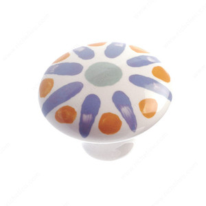 Eclectic Ceramic Knob - 037, Finish Blue Flower PRO-PACK 5 Eclectic Ceramic Knob - 037, Finish Blue Flower PRO-PACK 5