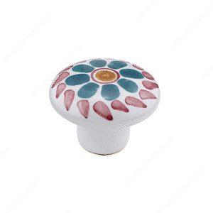 Eclectic Ceramic Knob - 037, Finish Green Flower PRO-PACK 5 Eclectic Ceramic Knob - 037, Finish Green Flower PRO-PACK 5