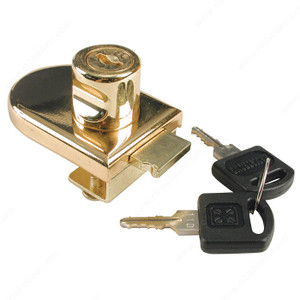 No-Drill Glass Door Lock, Finish Brass
