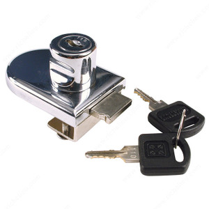 No-Drill Glass Door Lock, Finish Chrome