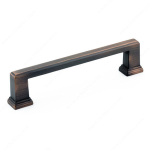 Transitional Metal Pull - 795, Center to Center 128 mm, Finish Brushed Oil-Rubbed Bronze, Length - Overall Dimensions 148 mm Transitional Metal Pull - 795, Center to Center 128 mm, Finish Brushed Oil-Rubbed Bronze, Length - Overall Dimensions 148 mm