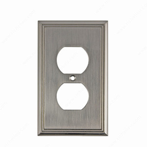 Switch plate Double Receptacle - Contemporary Style, Finish Brushed Nickel