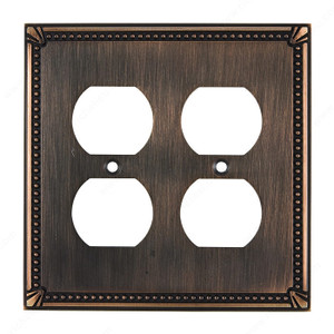 Switch plate Quadruple Receptacle - Traditional Style, Finish Brushed Oil-Rubbed Bronze