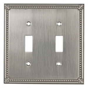 Switch Plate 2 Toggle Entries - Traditional Style, Finish Brushed Nickel