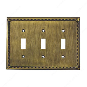 Switch Plate 3 Toggle Entries - Traditional Style, Finish Antique English Switch Plate 3 Toggle Entries - Traditional Style, Finish Antique English