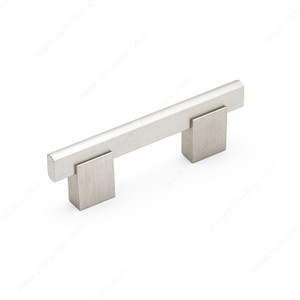 Contemporary Metal and Aluminum Pull - 905, Center to Center 3 in, Finish Brushed Nickel, Length - Overall Dimensions 108 mm PRO-PACK 2