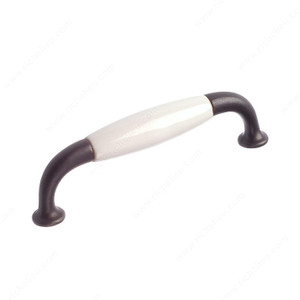 Traditional Metal and Ceramic Pull - 9700, Finish Wrought Iron / White PRO-PACK 2 Traditional Metal and Ceramic Pull - 9700, Finish Wrought Iron / White PRO-PACK 2