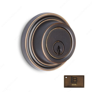 Auxiliary Deadbolt, Single Cylinder, 2.38 - California, Finish Brushed Antique Brass Auxiliary Deadbolt, Single Cylinder, 2.38 - California, Finish Brushed Antique Brass