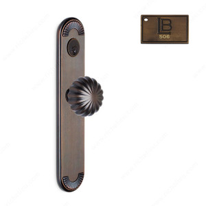 Right Mortise Escutcheon Entry, Knob K5/K5, 2.75 - California, Finish Brushed Antique Brass