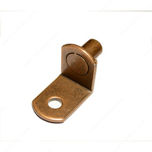 L-Shaped Metal Shelf Pin with Anti-Tip, With Anti- Tip, Drilling Diameter 1/4 in, Load Capacity per Shelf 25 kg, Material Steel, Finish Copper L-Shaped Metal Shelf Pin with Anti-Tip, With Anti- Tip, Drilling Diameter 1/4 in, Load Capacity per Shelf 25 kg, Material Steel, Finish Copper