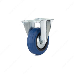 Industrial Blue Elastic Rubber Caster, Non- marking rubber tread, Load Capacity Per Caster Max. 70 kg, Wheel Diameter 100 mm, Total Height 130 mm, Tread Width 35 mm Industrial Blue Elastic Rubber Caster, Non- marking rubber tread, Load Capacity Per Caster Max. 70 kg, Wheel Diameter 100 mm, Total Height 130 mm, Tread Width 35 mm