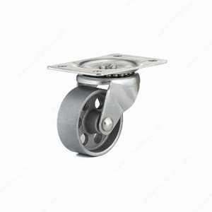 Industrial Sintered Iron Caster, Non- marking rubber tread + High capacity and durability, Load Capacity Per Caster Max. 80 kg, Wheel Diameter 63.5 mm, Total Height 82 mm, Tread Width 26 mm