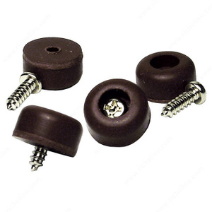 Screw-On Rubber Bumpers, Diameter 13 mm, Finish Brown PRO-PACK 25