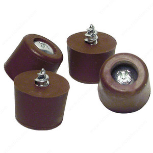 Screw-On Rubber Bumpers, Diameter 19 mm, Finish Brown PRO-PACK 25