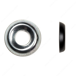 Finishing cup washer, Nickel plating, Nickel, Bolt Diameter #10, Outside Diameter 0.581 to 0.606 mm, Inside Diameter 0.235 to 0.279 mm, Thickness 0.103 to 0.126 mm Finishing cup washer, Nickel plating, Nickel, Bolt Diameter #10, Outside Diameter 0.581 to 0.606 mm, Inside Diameter 0.235 to 0.279 mm, Thickness 0.103 to 0.126 mm