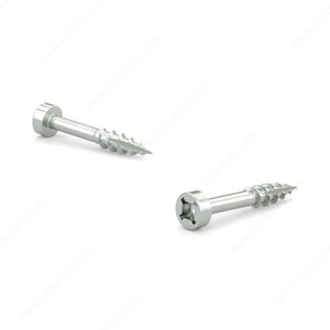 Zinc-Plated Wood Screw, Fillister Head, Quadrex Drive, Coarse Thread, Type 17 Point, Zinc plated pocket screw,PRO-PACK 2