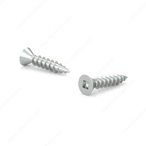 Wood Screw, Flat Head, Regular Thread, Regular Wood Point, Zinc plated assembly screw, Screw Size 6, Length 5/8 in, Head Size no. 6, Drive Size #1 (Green)