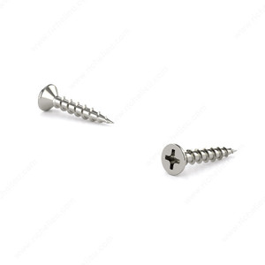 Colored Wood Screw, Flat Head, Phillips Drive, Coarse Thread, Screws with various metal finishes for hinges and slides, Screw Size 6, Length 5/8 in, Finish Nickel, Head Size no. 6 PRO-PACK 3 Colored Wood Screw, Flat Head, Phillips Drive, Coarse Thread, Screws with various metal finishes for hinges and slides, Screw Size 6, Length 5/8 in, Finish Nickel, Head Size no. 6 PRO-PACK 3