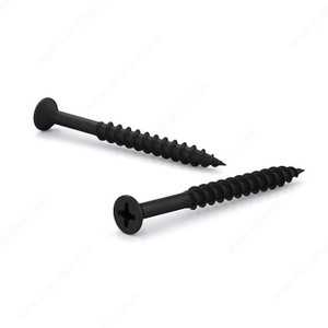 Plain Wood Screw, Flat Head, Phillips Drive, Coarse Thread, Regular Wood Point, Black phosphate assembly screw, Screw Size 8, Length 3 in, Head Size no. 8, Drive Size #2 (Phillips) Plain Wood Screw, Flat Head, Phillips Drive, Coarse Thread, Regular Wood Point, Black phosphate assembly screw, Screw Size 8, Length 3 in, Head Size no. 8, Drive Size #2 (Phillips)