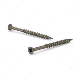 Plain Wood Screw, Flat Head With Nibs, Quadrex Drive, Coarse Thread, Type 17 Point, Self- tapping, self- drilling screw, Screw Size 8, Length 2 1/4 in, Head Size no. 8