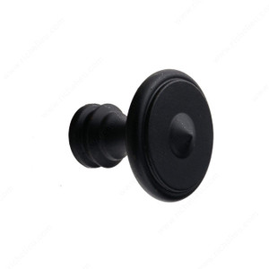 Knob LC1040 Series, Finish Satin Black, Diameter - Overall Dimensions 1 1/8 in, Projection - Overall Dimensions 1 1/4 in