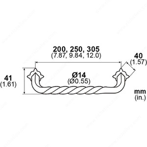 Cabinet Pull LC1560 Series, Finish Rust, Center to Center 4 in Cabinet Pull LC1560 Series, Finish Rust, Center to Center 4 in