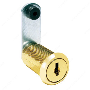 Disc Tumbler Cam Lock, Key Type Keyed Alike - 346, Finish Brass, Length 15/16 in Disc Tumbler Cam Lock, Key Type Keyed Alike - 346, Finish Brass, Length 15/16 in