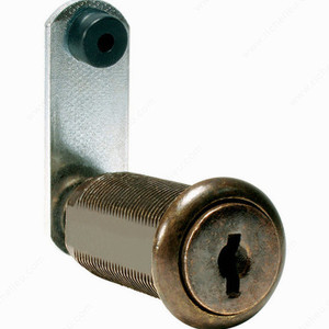 Disc Tumbler Cam Lock, Key Type Keyed Alike - 390, Finish Antique Brass, Length 1 7/16 in Disc Tumbler Cam Lock, Key Type Keyed Alike - 390, Finish Antique Brass, Length 1 7/16 in