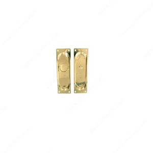 Pocket Door Privacy Lock & Latch - Plate Style: Rectangular, Finish Nickel