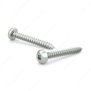 Zinc Plated Metal Screw, Pan Head, Square Drive, Self-Tapping Thread, Type A Point, Zinc plated self- tapping screw, Screw Size 10, Length 3/4 in