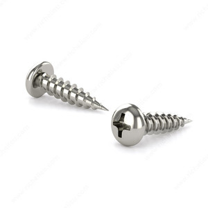 Nickel-Plated Wood Screw, Pan Head, Phillips Drive, Coarse Thread, Regular Wood Point, Nickel plated assembly screw, Length 5/8 in Nickel-Plated Wood Screw, Pan Head, Phillips Drive, Coarse Thread, Regular Wood Point, Nickel plated assembly screw, Length 5/8 in