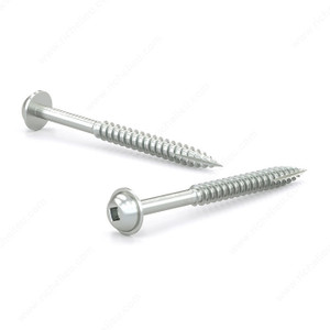 Zinc-Plated Wood Screw, Pan Washer Head, Square Drive, Regular Thread, Type 17 Point, Zinc plated pocket screw, Length 3 in Zinc-Plated Wood Screw, Pan Washer Head, Square Drive, Regular Thread, Type 17 Point, Zinc plated pocket screw, Length 3 in