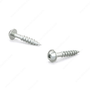 Zinc-Plated Wood Screw, Pan Washer Head, Square Drive, Coarse Thread, Regular Wood Point, Zinc plated pocket screw, Screw Size 8, Length 1 1/2 in, Threading Partial thread