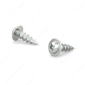 Zinc-Plated Wood Screw, Pan Washer Head, Quadrex Drive, Coarse Thread, Regular Wood Point, Zinc plated pocket screw, Length 3/4 in, Threading Full thread Zinc-Plated Wood Screw, Pan Washer Head, Quadrex Drive, Coarse Thread, Regular Wood Point, Zinc plated pocket screw, Length 3/4 in, Threading Full thread