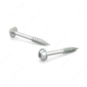 Zinc-Plated Wood Screw, Pan Washer Head, Quadrex Drive, Regular Thread, Type 17 Point, Zinc plated pocket screw, Length 1 1/4 in Zinc-Plated Wood Screw, Pan Washer Head, Quadrex Drive, Regular Thread, Type 17 Point, Zinc plated pocket screw, Length 1 1/4 in
