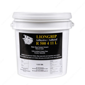 Water-Based, Low-VOC Adhesive Spray - LIONGRIP R500, Finish / Color Transparent / Clear, Volume 1 gal. Water-Based, Low-VOC Adhesive Spray - LIONGRIP R500, Finish / Color Transparent / Clear, Volume 1 gal.