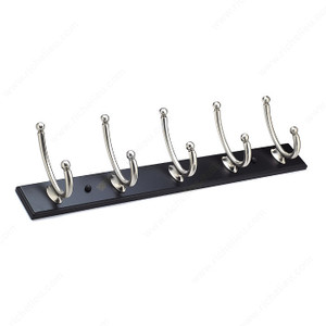 Contemporary Hook Rack - 1362, Board Finish Black, Finish Black / Brushed Nickel Contemporary Hook Rack - 1362, Board Finish Black, Finish Black / Brushed Nickel