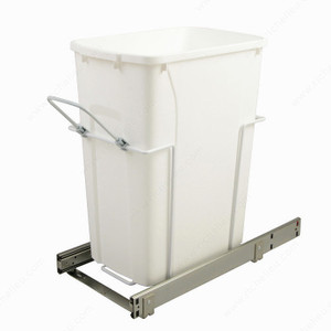 Single Bin Recycling Center with Handle, Soft- close technology., Total Capacity 35 qt, Finish White, Bin Capacity 1 x 35 quarts